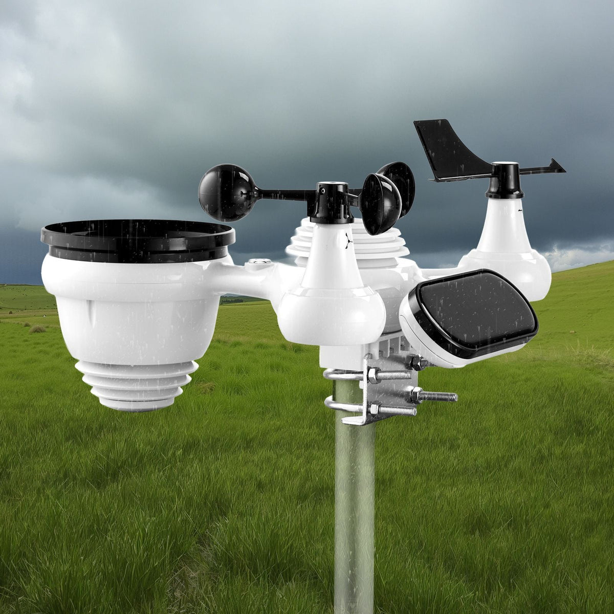 7-in-1 Wi-Fi Weather Station, 7.5-Inch VA Display, Solar Powered Wireless Outdoor Sensor, Home Weather Station Indoor Outdoor, for Temperature, Humidity, Wind Speed/Direction, Rainfall, No APP