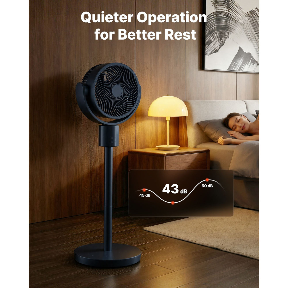7-Inch Pedestal Fan, Oscillating Standing Floor Fan with DC Motor, Remote Control, 12 Speeds & 3 Modes, 15H Timer, Adjustable Height, Quiet for Home, Bedroom, Living Room, Study Room, Blue Gray