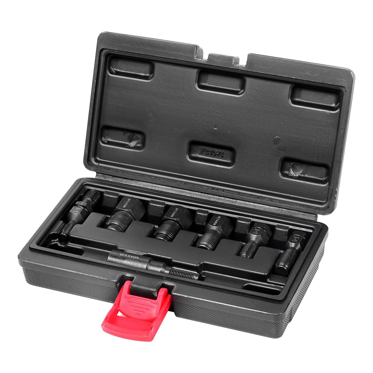 7-Piece Thread Chaser Set, Metric Thread Restorer Tool M10 M12 M14 M18 M20 M22, Rethreading Tool Kit with Storage Case, Heat Treated Carbon Steel, for Automotive Thread Repair Applications