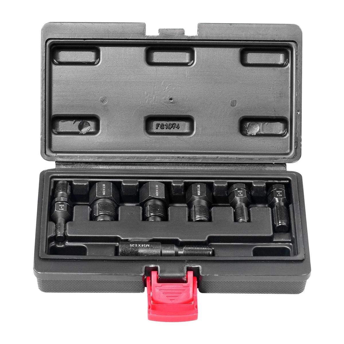 7-Piece Thread Chaser Set, Metric Thread Restorer Tool M10 M12 M14 M18 M20 M22, Rethreading Tool Kit with Storage Case, Heat Treated Carbon Steel, for Automotive Thread Repair Applications