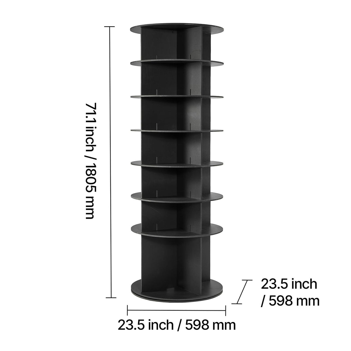 7 Tiers Rotating Shoe Rack Tower, 360° Spinning Shoe Rack, Revolving Storage Round Carousel Display, Freestanding Lazy Susan Organizer Display for Bedroom, Living Room, Entryway, Closet, Black