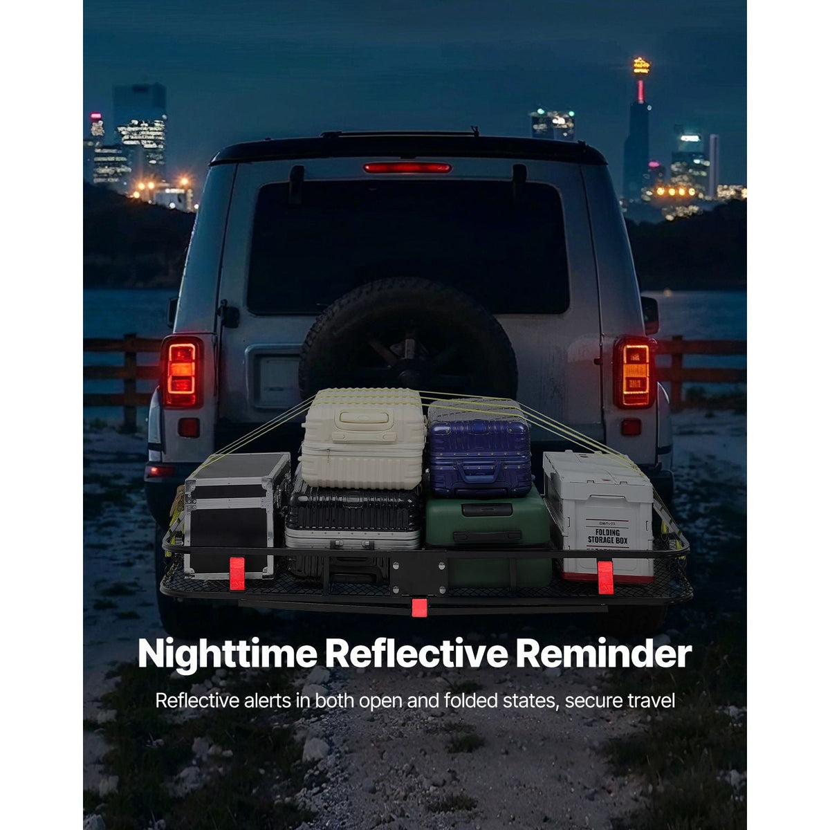 70" x 30" x 6", Hitch Cargo Carrier, 500 lbs Capacity Hitch Cargo Carrier with Nighttime Reflective Reminder, Folding Hitch Mount Cargo Carrier with Hitch Lock for 2" Receiver, Fit for SUVs