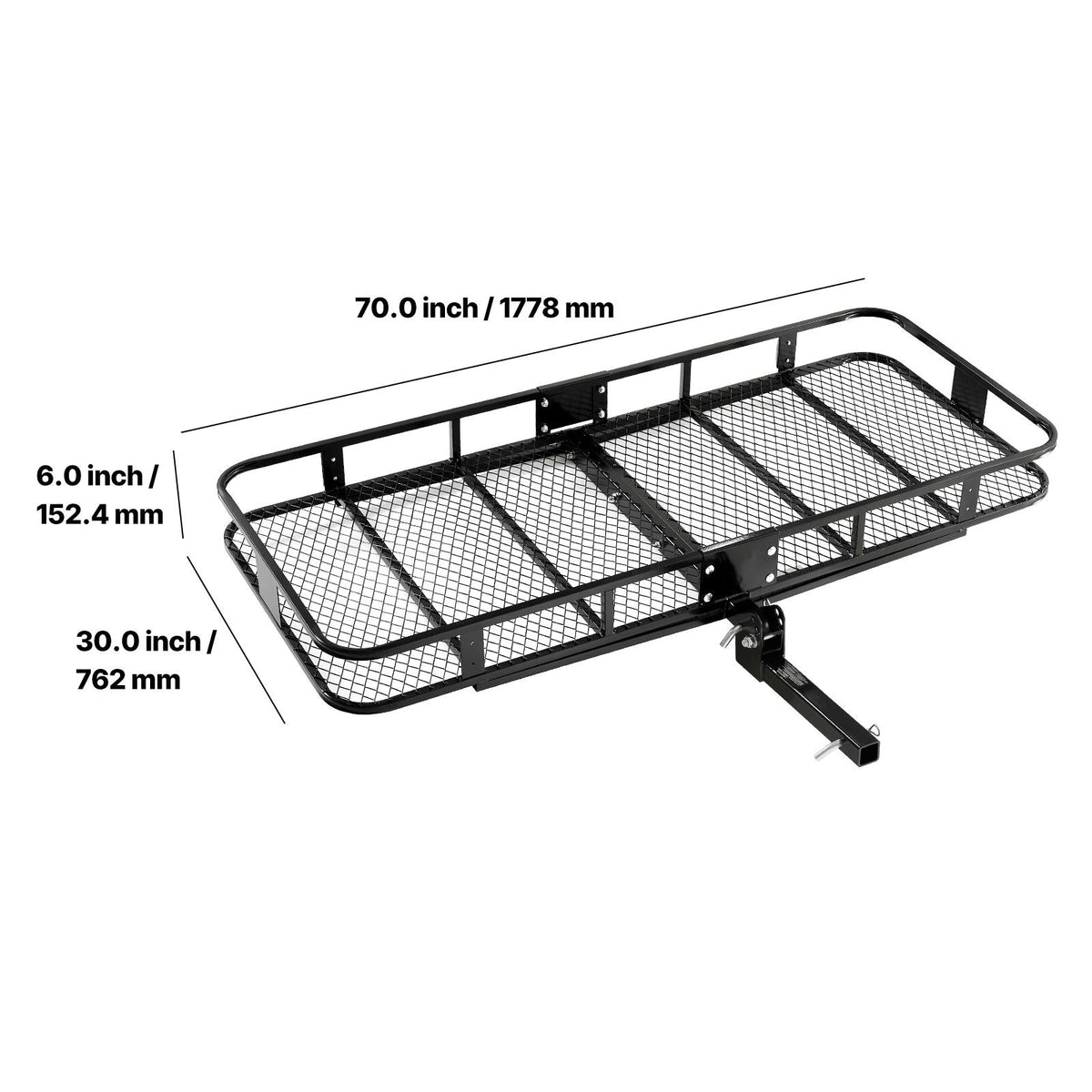 70" x 30" x 6", Hitch Cargo Carrier, 500 lbs Capacity Hitch Cargo Carrier with Nighttime Reflective Reminder, Folding Hitch Mount Cargo Carrier with Hitch Lock for 2" Receiver, Fit for SUVs