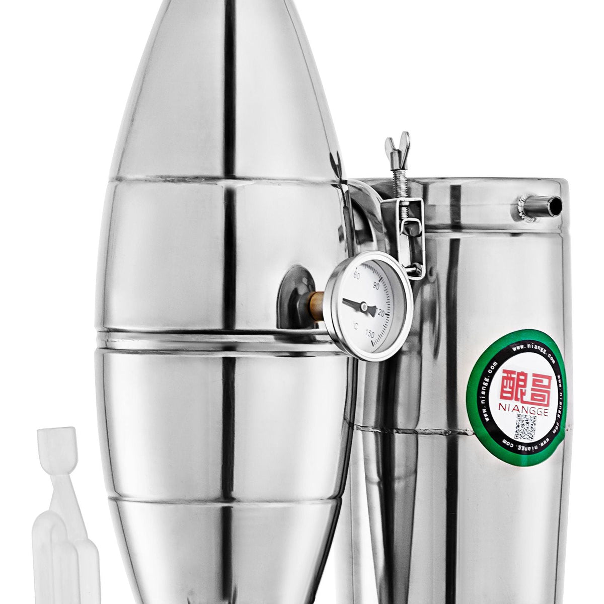 70L 18.5Gal Water Alcohol Distiller 304 Stainless Steel Alcohol Still Wine Making Boiler Home Kit with Thermometer for Whiskey Brandy Essential, Sliver