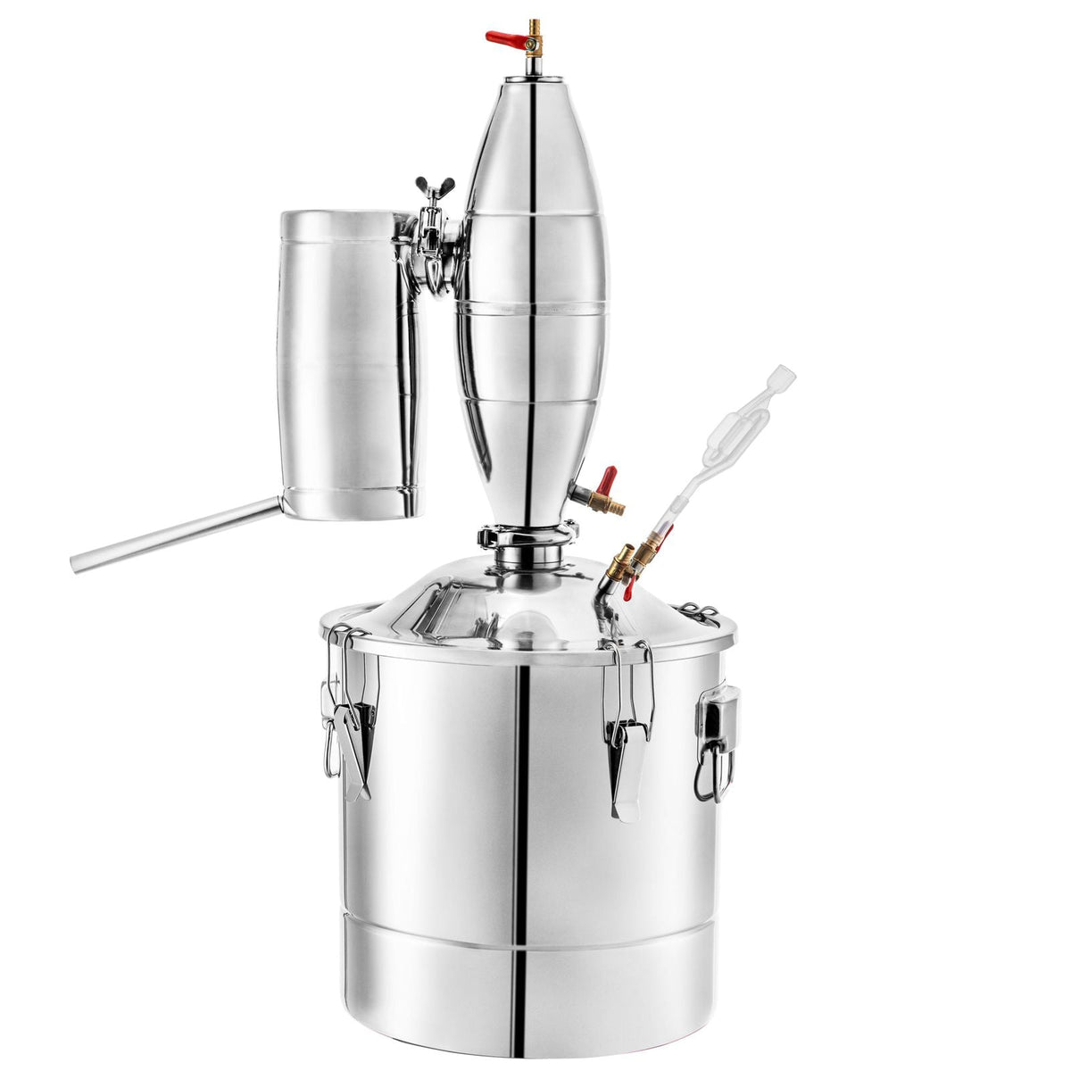 70L 18.5Gal Water Alcohol Distiller 304 Stainless Steel Alcohol Still Wine Making Boiler Home Kit with Thermometer for Whiskey Brandy Essential, Sliver