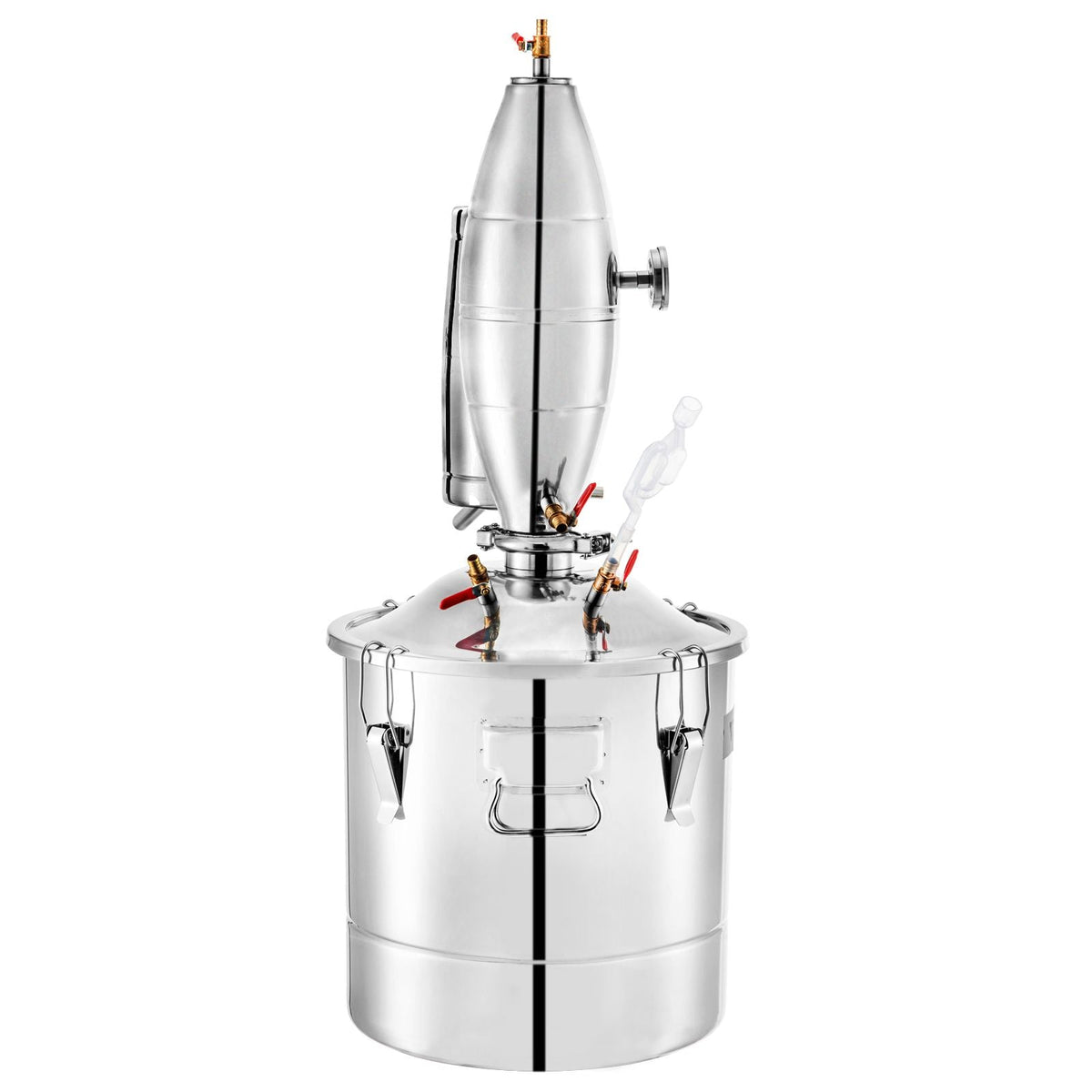 70L 18.5Gal Water Alcohol Distiller 304 Stainless Steel Alcohol Still Wine Making Boiler Home Kit with Thermometer for Whiskey Brandy Essential, Sliver
