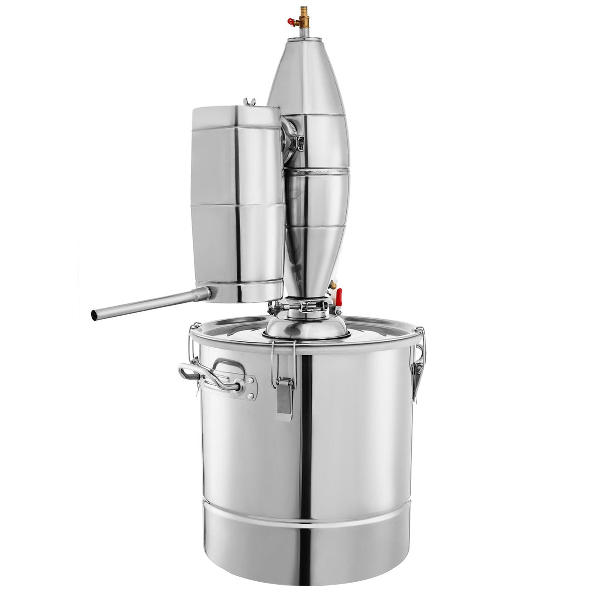 70L 18.5Gal Water Alcohol Distiller 304 Stainless Steel Alcohol Still Wine Making Boiler Home Kit with Thermometer for Whiskey Brandy Essential, Sliver