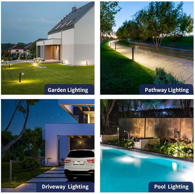 Brass Low Voltage Landscape Path Lights(6 Pack) Kit 12V LED with Low Voltage Transformer 150W and Mechanical Timer and 100 Feet Wire and 30Pack Connectors for Outdoor Yard Driveway