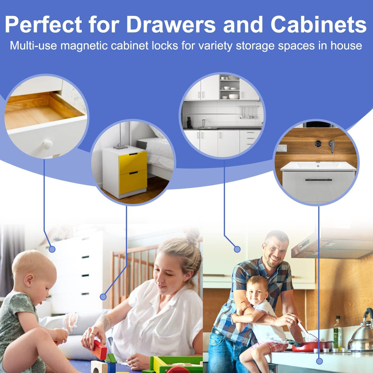 Magnetic Cabinet Locks Baby Proofing (General, Pack, 10)