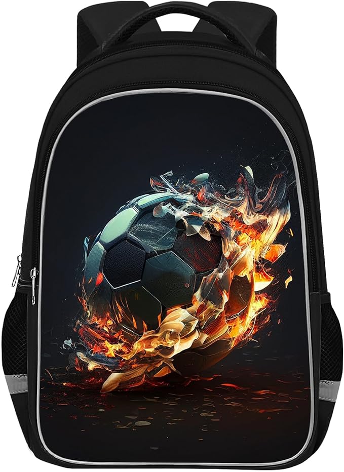 School Backpack for Boys - Soccer Boys Backpack for Kids Children Teens Elementary Middle School - Students Bag for Ages 6-18,17″Bookbag Multifunctional Large Capacity