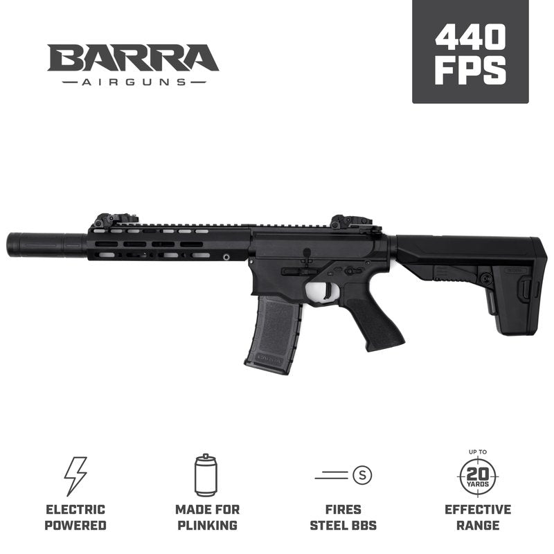 Barra Airguns 400e Gen 2 Polymer Full Auto Battery-Powered BB Gun Kit, Includes LiPo Battery and Charger, Fully Automatic Electric BB Rifle - 430 to 440 FPS