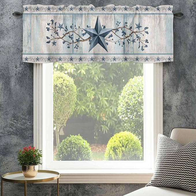 Texas Star Blue Curtain Valances
