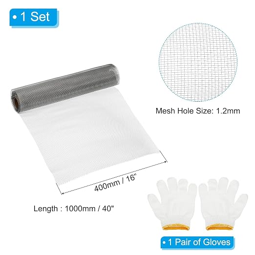PATIKIL 40" L x 16" W Woven Wire Mesh, 18 Mesh 304 Stainless Steel Air Vent