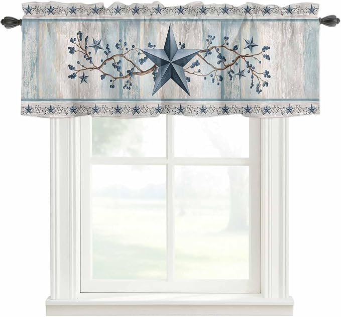 Texas Star Blue Curtain Valances