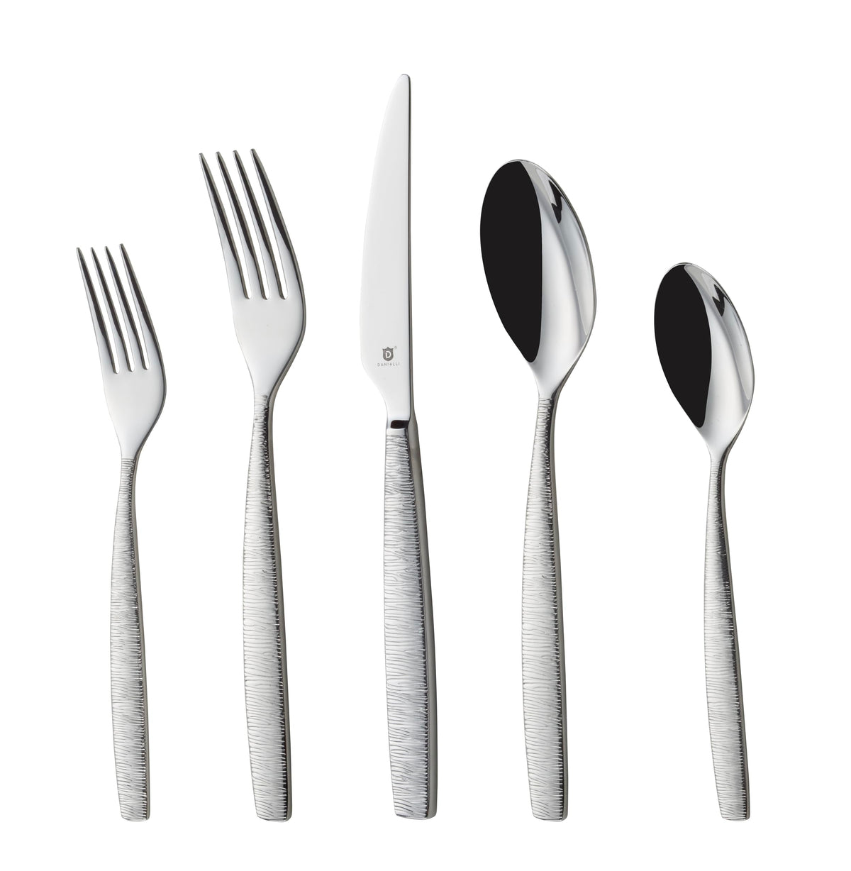 DANIALLI Engraved Silverware Set for 8 | 18/10 Stainless Steel Flatware with Mirror Finish and Engraved Handles | Heavy-Duty, Dishwasher Safe, Built to Last (40-Piece, Mezzano Engraved)