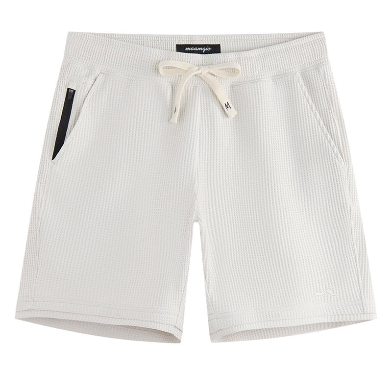 maamgic Mens Waffle Shorts Casual Lounge Shorts 7 Inch with Elastic Waist and 5 Pockets Light-Grey
