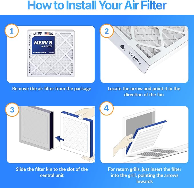 Filter King 38x23x1 Air Filter | 4-PACK | MERV 8 HVAC Pleated A/C Furnace