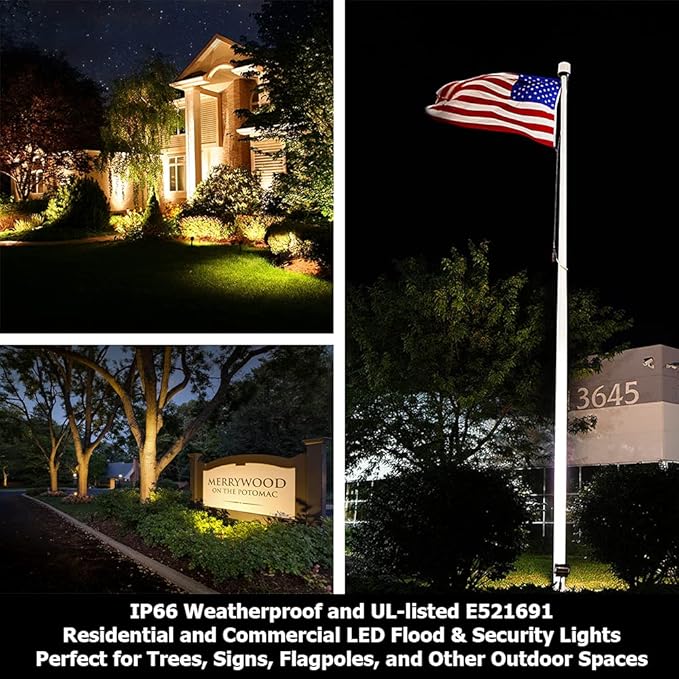 LED Flood Lights - 30W UL Listed, 3300 Lumen Landscape & Security Lights, 5000K Waterproof, 120-277V Outdoor Garden Light, 5 Year Warranty