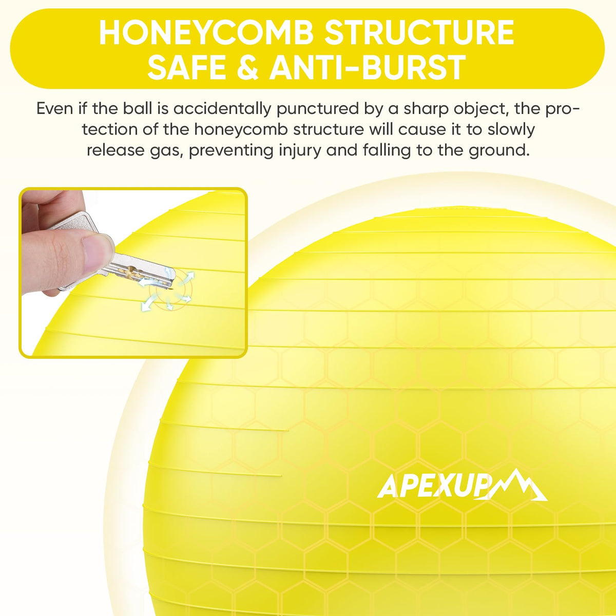 APEXUP Yoga Ball, 660 lbs Anti-Burst Exercise Ball with Pump, 5 Sizes