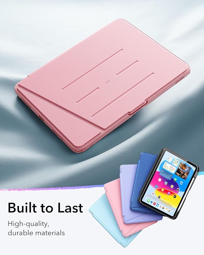 ESR for iPad A16 Case, iPad 11th/10th Generation Case (2025/2022), Vertical Stand Cover, Multi Stand Angles, Ultra-Stable Cover with Pencil Holder, Flip Series, Pink | (2025/2022), Multi Stand Angles, Ultra-Stable Cover, with Pencil Holder, Pink