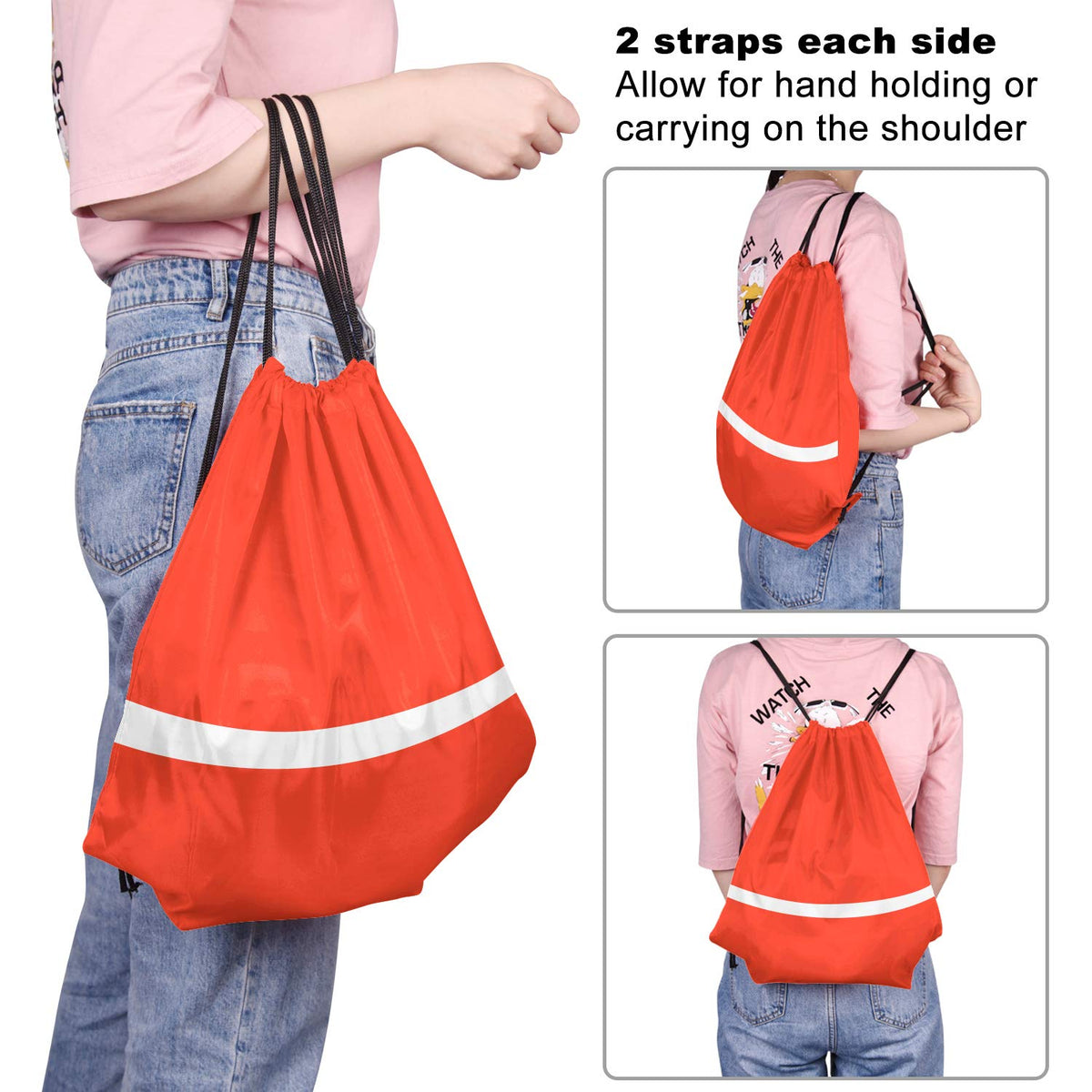 KUUQA 22 Pcs Drawstring Backpack Bag Bulk Reflective Backpack String Bags Cinch Sack Backpack for Team Yoga Sport Gym Traveling (11 Colors)