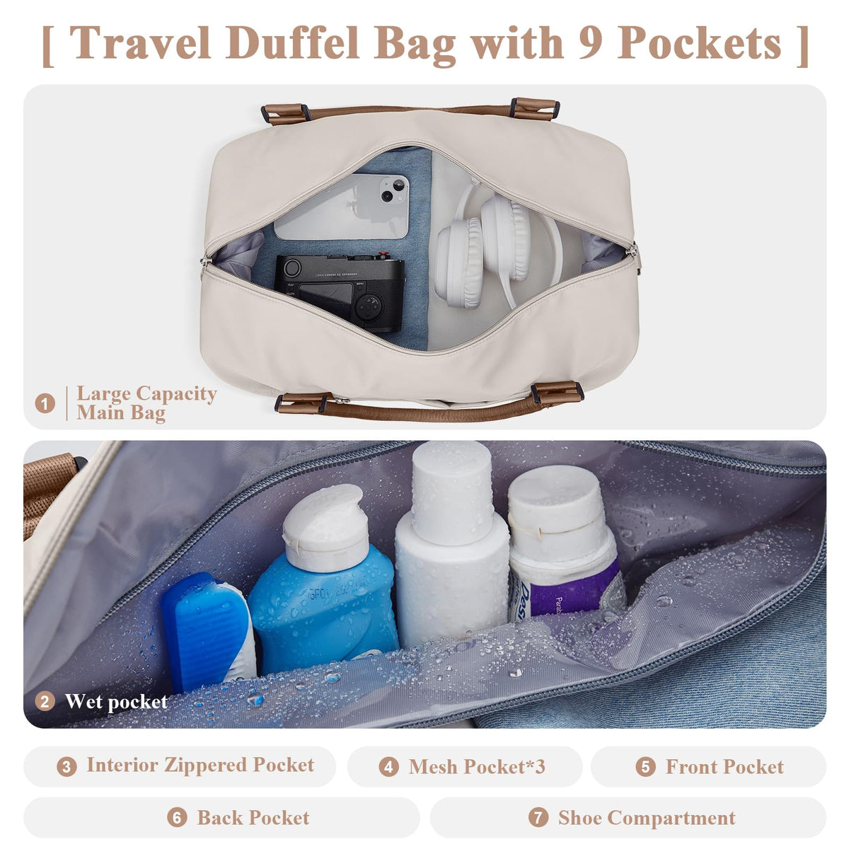 Travel Duffel Bag with Shoes Compartment,Weekender Bags for Women Travel