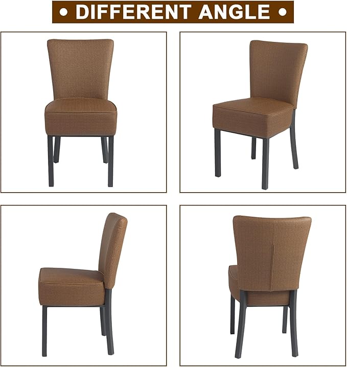 LUCKYERMORE Leather Dining Chairs Set of 2 Modern Kitchen Room Chairs with Upholstered Fully Assembled Heavy Duty Sturdy Mid Century, Vinyl Leather Coffee