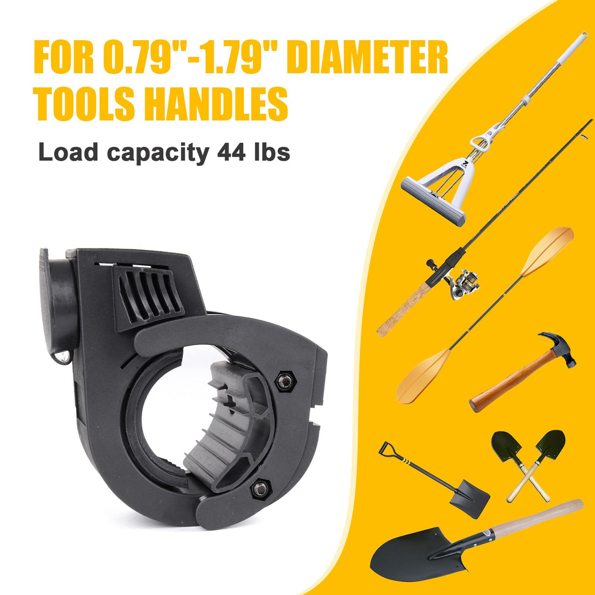2 Pack Quick Release Shovel Holder with Lock for 0.79''-1.79'' Diameter Tool Handles,Rubber Clamp Mounting Bracket Compatible with Trucks UTV ATV Offroad SUV