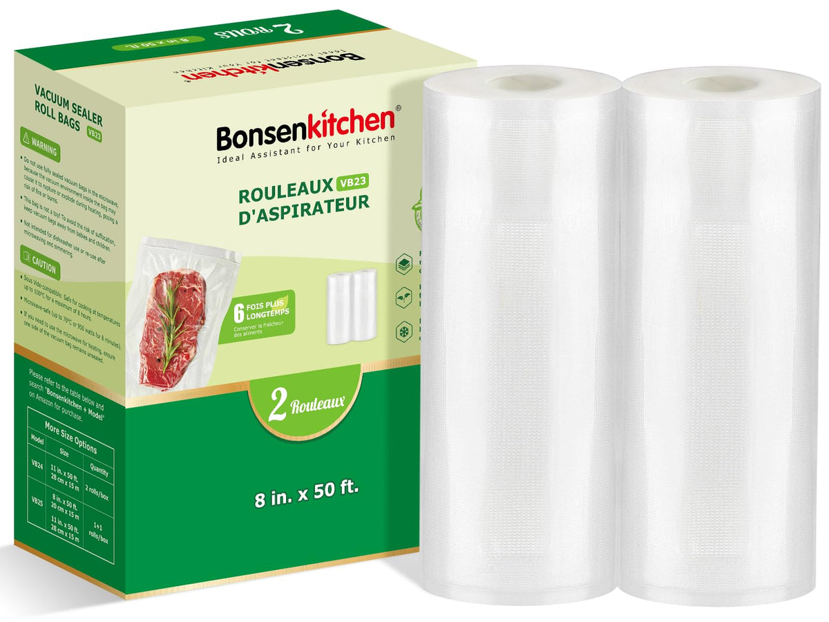 Bonsenkitchen 6 Rolls 11" x 16' Vacuum Sealer Bags for Food with Color Box