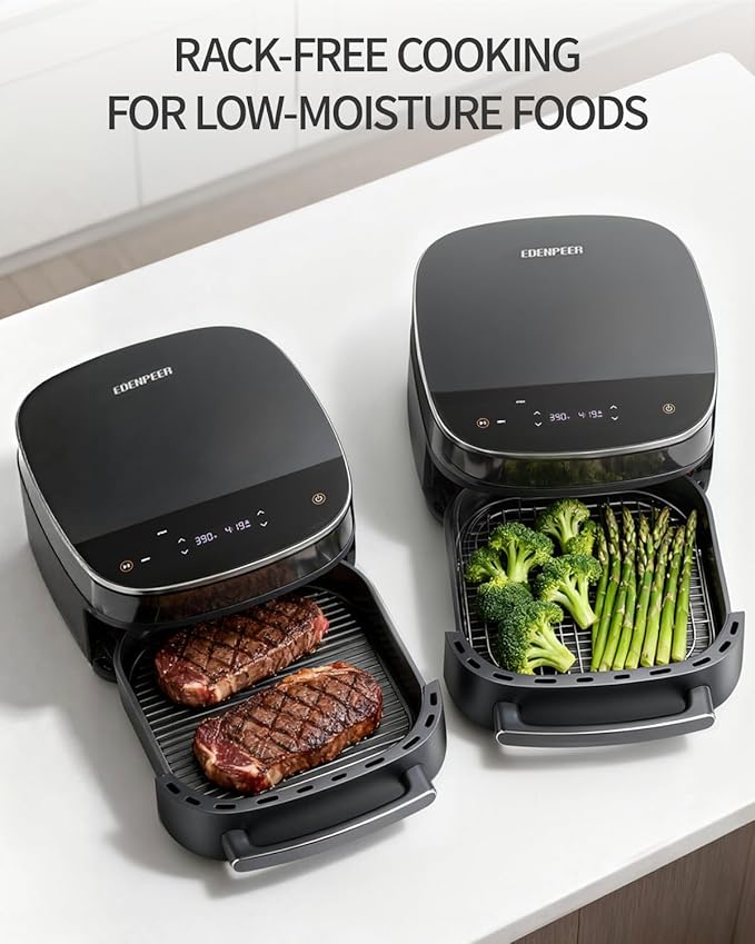 6QT Large Air Fryer, 11-in-1 Air Fryer Top & Bottom Heating, No Flip Needed
