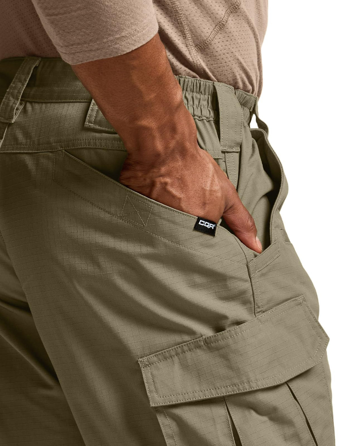 CQR Men's Tactical Pants, Water Resistant Ripstop Cargo Pants, Lightweight EDC Work Hiking Pants, Outdoor Apparel, Raider Mag Pocket Soil Green, 42W x 30L