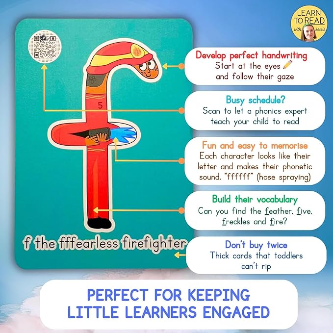 Phonics Flash Cards for Kids Ages 4-8 - Fantastic Alphabet Flash Cards Without Pictures - Engaging ABC Cards for Preschool, Kindergarten and Kids - Educational Letter Cards for Toddlers