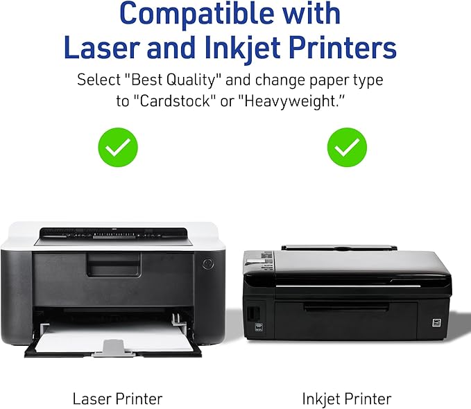 Avery Printable Index Cards, Sure Feed Technology, 3" x 5", Matte White, Laser & Inkjet Compatible, 150 Blank Cards Total, Great for Product Branding, Marketing, and More (5388)