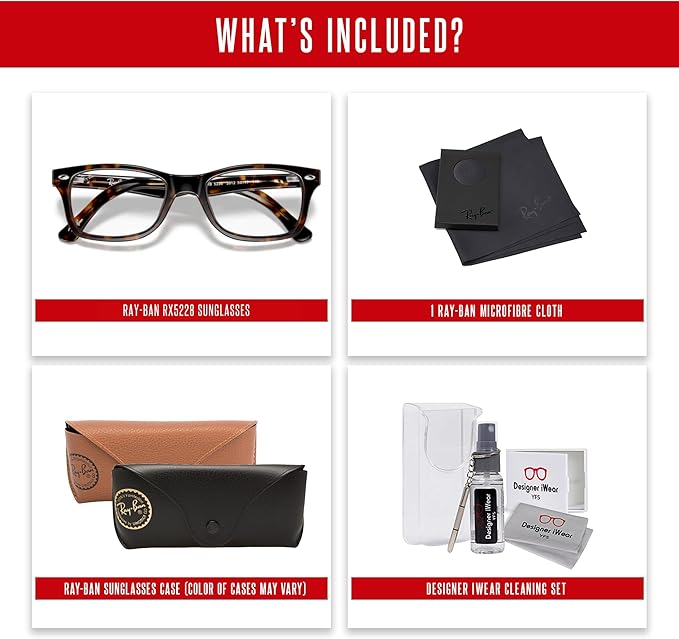 Ray-Ban RX5228 Square Eyeglasses for Men for Women +BUNDLE with ACCESSORY EYEWEAR KIT