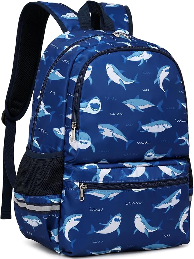 DSIUE School Backpack for Boys, Shark backpack with Lunch Box, Bookbag for Boys Kids Backpacks for Elementary School Student