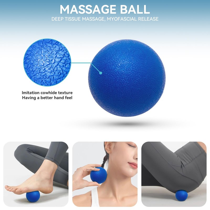 Krightlink 5 in 1 Foam Roller Set for Deep Tissue Muscle Massage, Trigger Point Fitness Exercise Roller, Massage Ball, Stretching Strap, Whole Body (Orange)