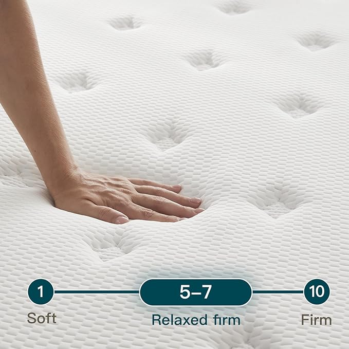 Queen Size Mattress 12 Inch Deluxe Hybrid Mattresses without Fiberglass , Medium Firm with Cooling Gel Memory Foam and Pocket Coil for Pressure Relief , Motion Isolation , Edge Support , CertiPUR-US