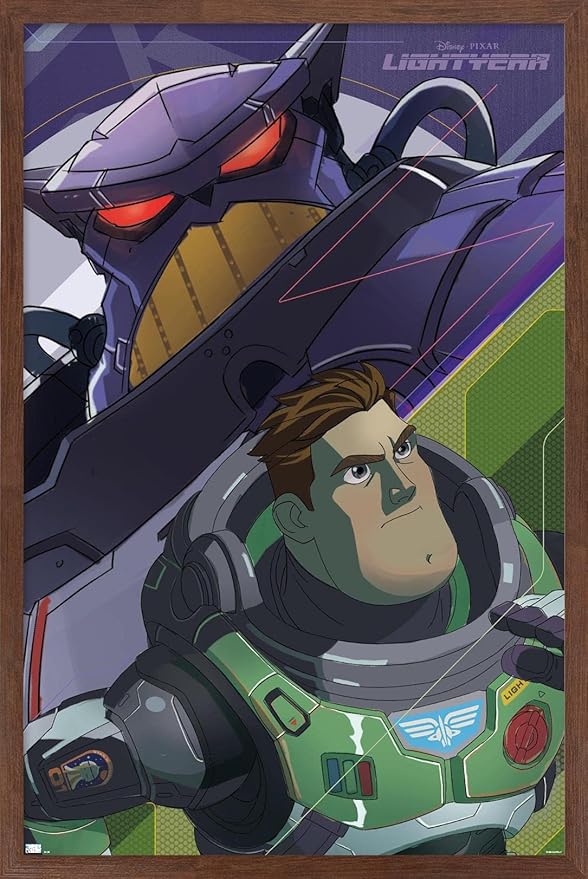 Trends International Disney Pixar Lightyear - Buzz and Zurg Wall Poster, 14.725" x 22.375", Mahogany Framed Version