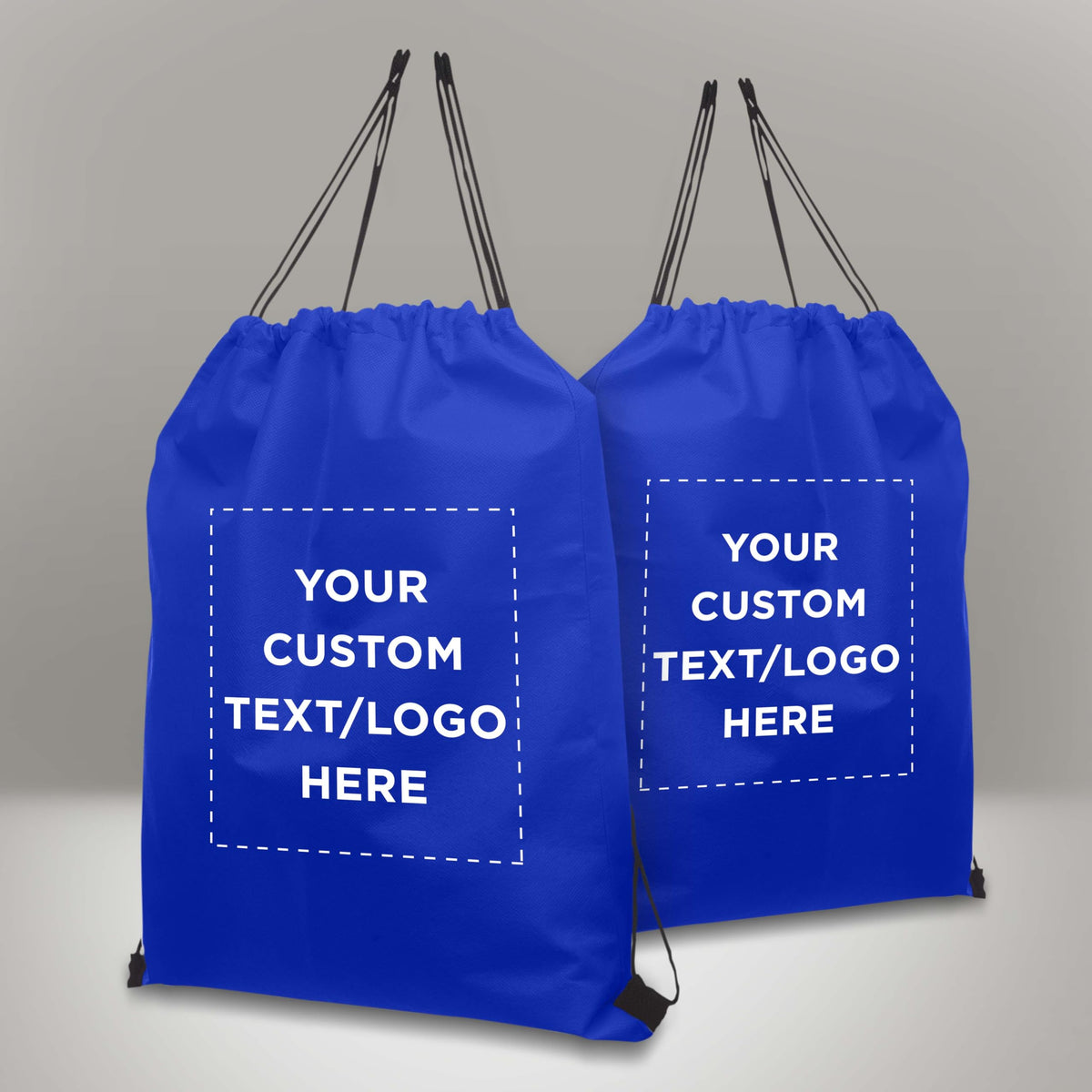 DISCOUNT PROMOS Custom Non-Woven Drawstring Backpacks Set of 10/50/100, Personalized Bulk Pack - Travel, Gym, Everyday Use - Blue