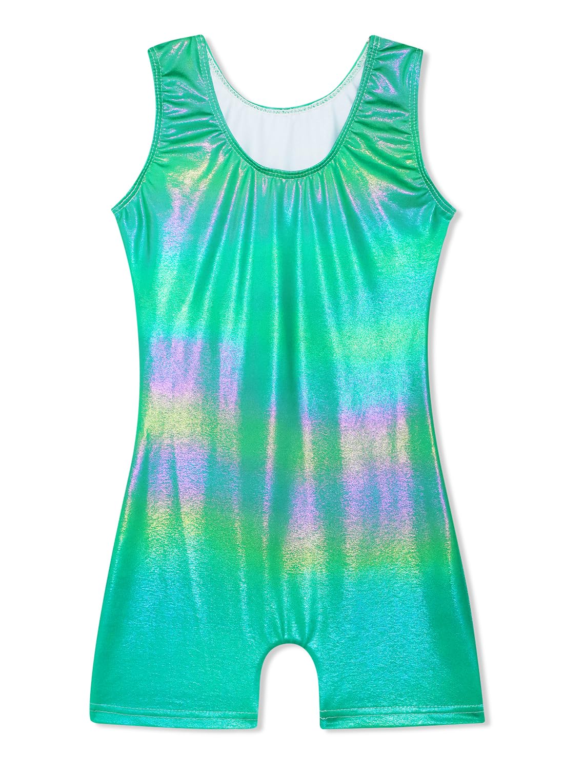 HOZIY Gymnastics Leotards with Shorts for Girls 4t 5t Toddlers Little Girl Biketards Unitards Dance Outfits Solid Colors Green Sparkly Colorful
