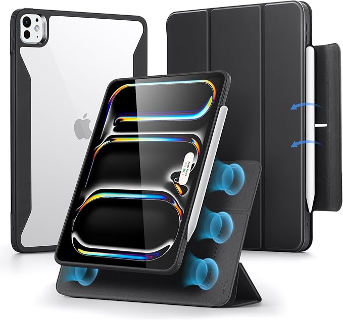ESR for iPad Pro 13 Inch Case (M5/M4) 2025/2024, Removable Magnetic Cover, Vertical Stand, Fully Supports Pencil Pro and Pencil(USB-C), Rebound 360 Series, Black