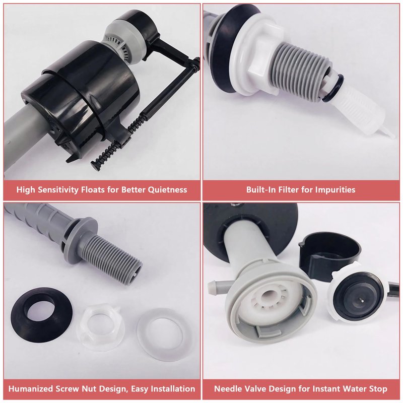 Saillong 2 Sets Toilet Float Replacement Kit, Universal Toilet Flusher Replacement Kit and 2 Inch Flapper Replacements, High Performance Tank Water Control and Fill Valve