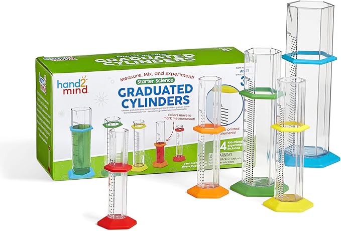 Hand2mind Starter Science Graduated Cylinder Set, Science Lab Equipment for Kids, Measuring Toys, Educational Science Kits, Chemistry Set, Science Supplies for Classroom (Set of 5)