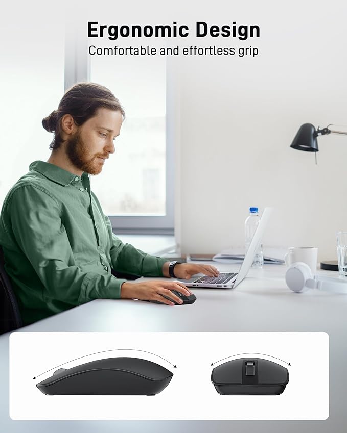 acer Computer Mouse Wireless, 2.4G Slim USB Wireless Mice with USB Receiver, Small Sized Hands, 800/1200/1600 Adjustable DPI Optical Laptop Mouse with 4 Buttons, Portable for Laptop, Desktop, PC