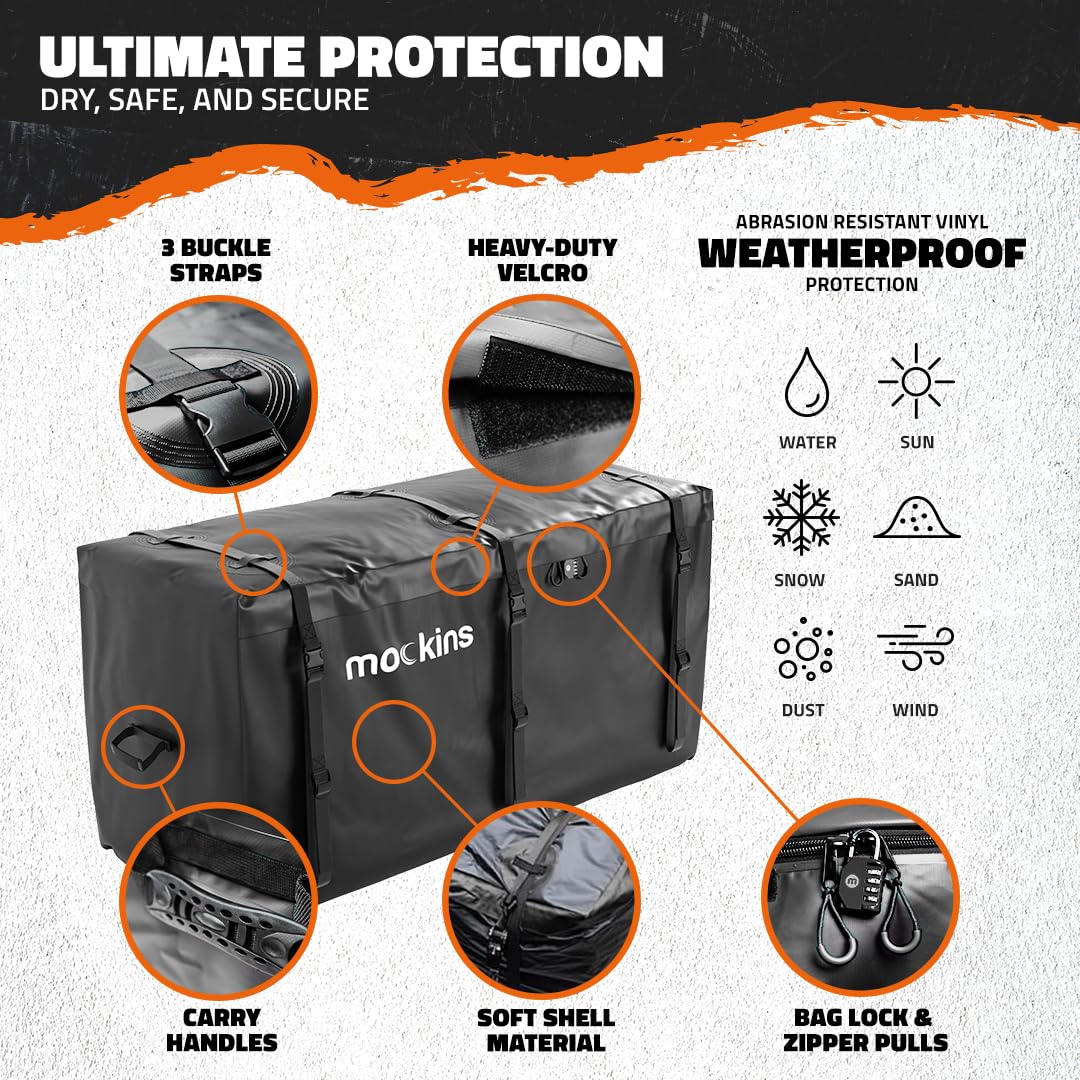 Mockins 25 Cu Ft XL Heavy Duty Trailer Hitch Cargo Carrier Bag All-Weather