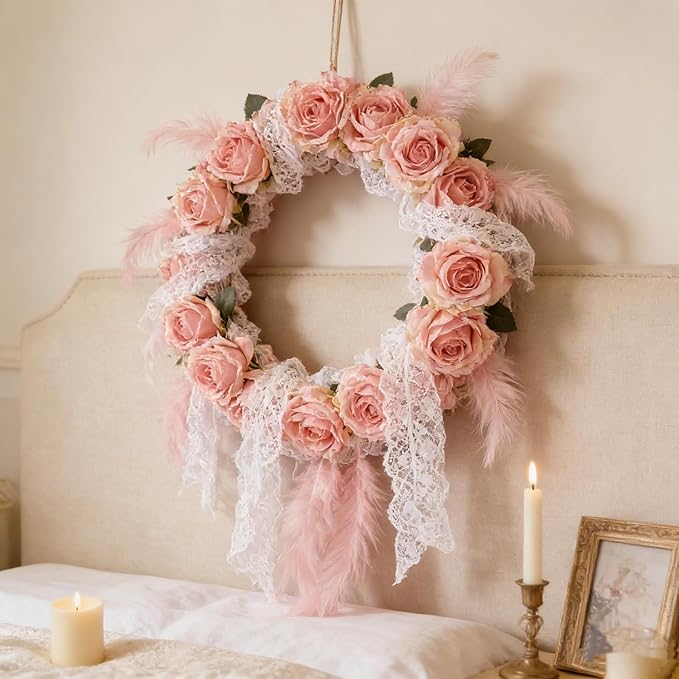 Kimura's Cabin 12pcs Pink Lifelike Artificial Roses Flowers with Stem Faux Silk Rose Bouquet Dried Roses Fake Flowers for Valentines Day Home Centerpiece Wedding Party DIY Decoration (Light Pink)