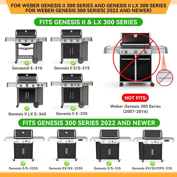 KifonMetals 17.1 Inch Porcelain Steel Flavorizer Bars for Weber Genesis Grill Parts, for GS4 Genesis II/II LX 300, II E-310, II E-315, II E-335, II LX-340 Replacement Parts 66795, 5 Pcs