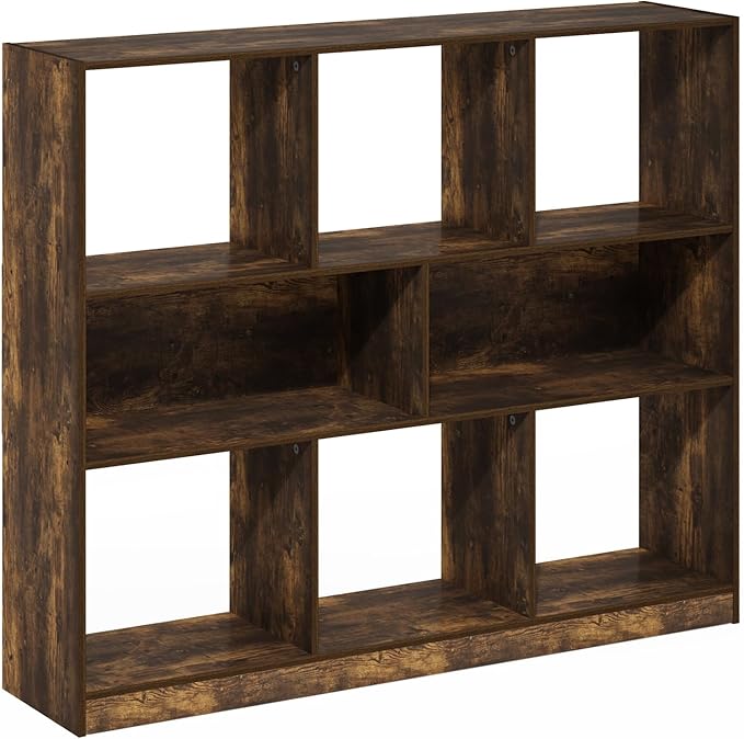 Furinno DALY Book Shelf, 8-Cube Bookshelf, Horizontal Cube Storage Organizer Bookcasde, 10.9 x 47.2 x 39.4, for Living Room, Bedroom, Home Office, Amber Pine