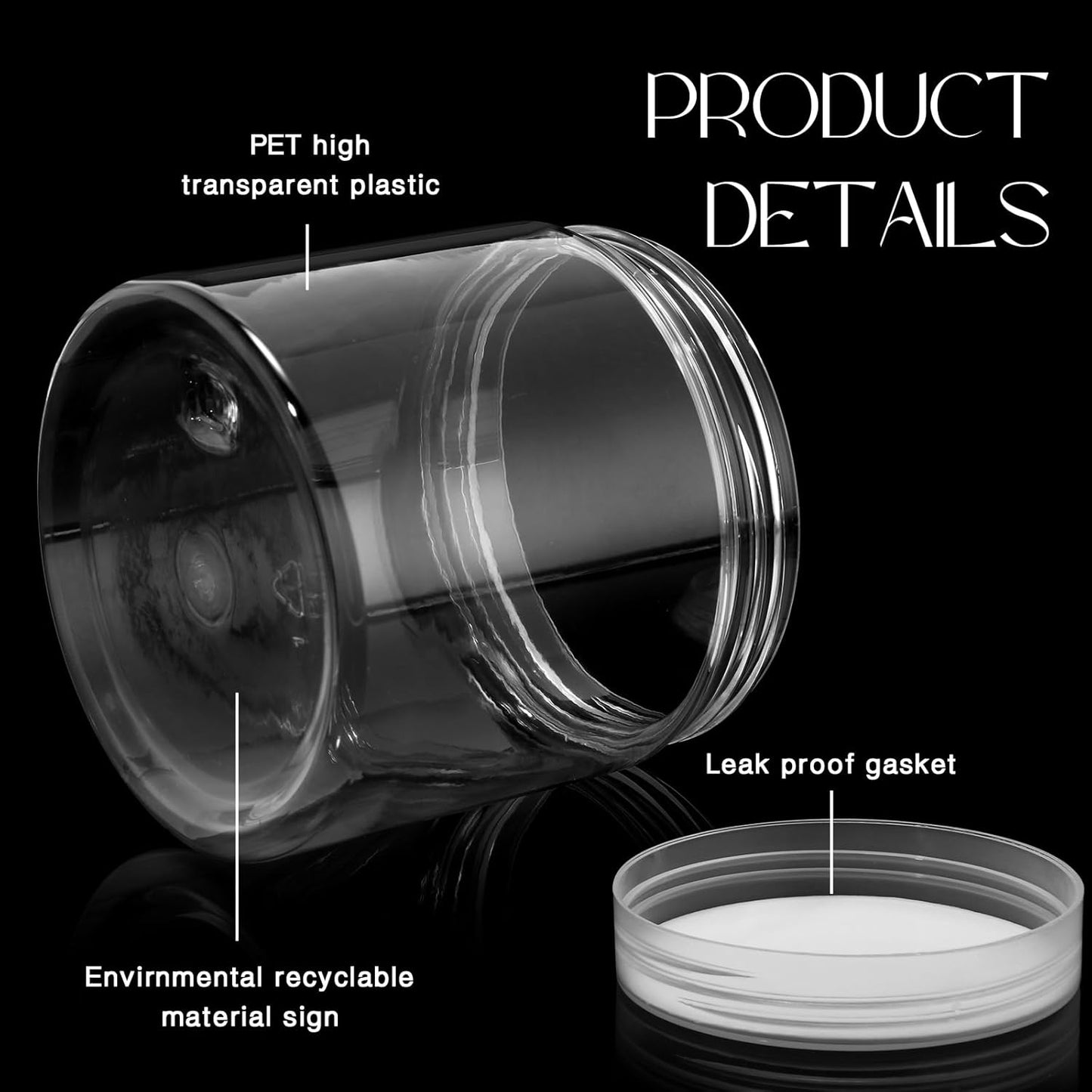 SATINIOR 100 Pcs Plastic Jars with Lids Small Containers Lids Wide Mouth Small Plastic Containers for Lotion Cream Rhinestones Body Butters Travel Storage(8 oz, Clear)