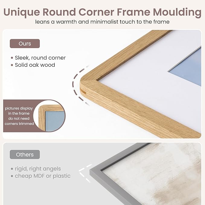 27x40 inch Poster Frame - Solid Oak Wood 27 x 40 Frame, Movie Poster Frame 27x40 With Mat For 24x36, Tempered Glass and Hanging Hardware Included, 27''x40'' Picture Frame Wood, Natural Oak